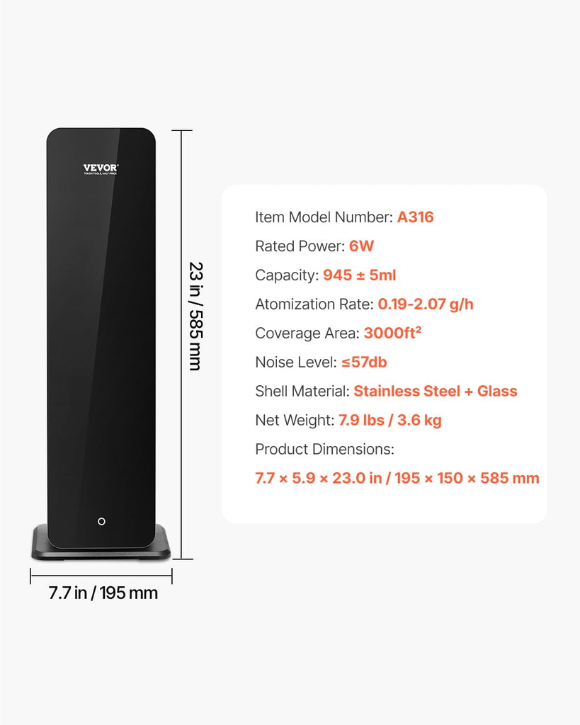 950ml Scent Air Machine, 2500sq.ft Waterless Essential Oil Diffuser with Bluetooth Smart Connection, Floor Standing