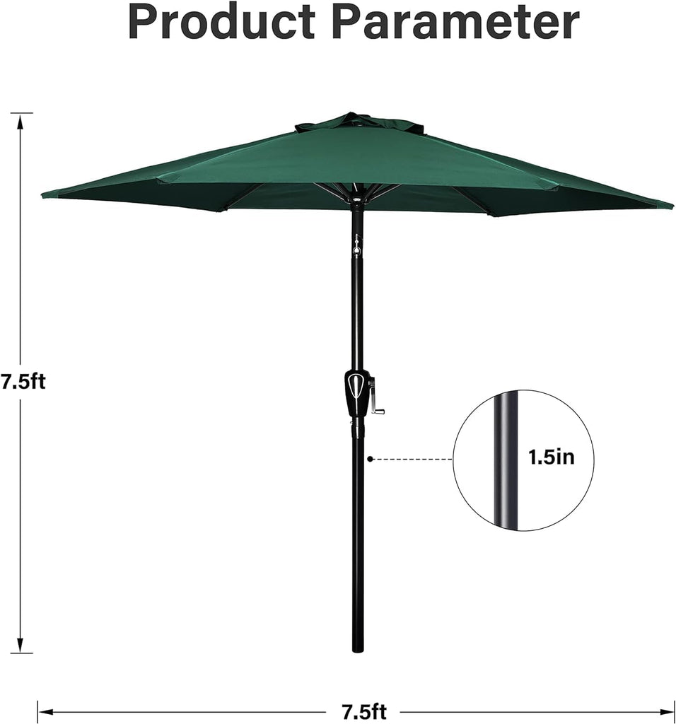 9' Patio Umbrella Outdoor Table Market Yard Umbrella with Push Button Tilt/Crank - Green