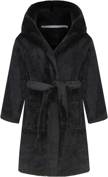 Boys Girls Robe Soft Fleece Hooded Bathrobe for Kids