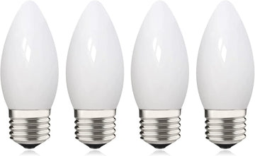 40W Equivalent B11 LED Light Bulb, Soft White 3000K, Milky Glass, 400LM, Dimmable, 4 Watt E26 Standard Base LED
