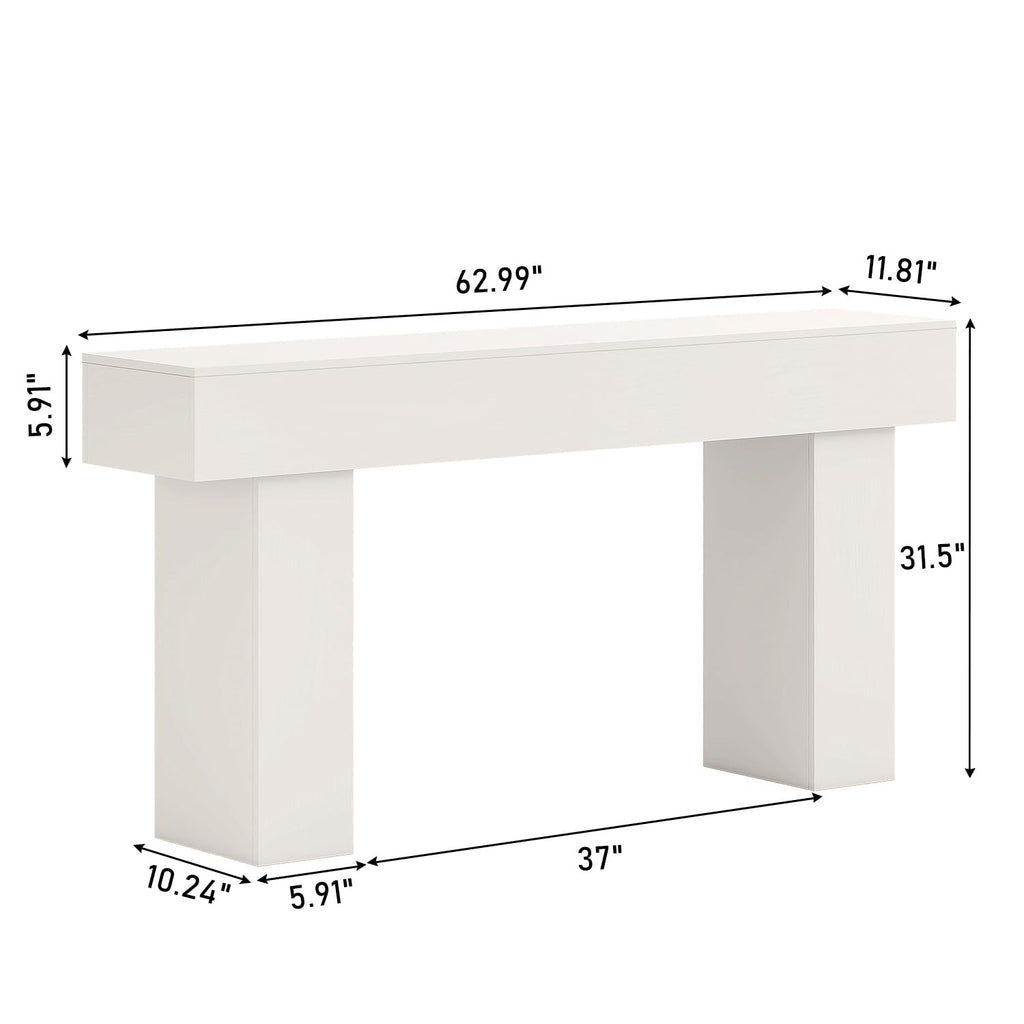 63 Inch Long Console Table, Farmhouse Wood Rectangular Sofa Table Behind Couch Table, Narrow Entryway Table