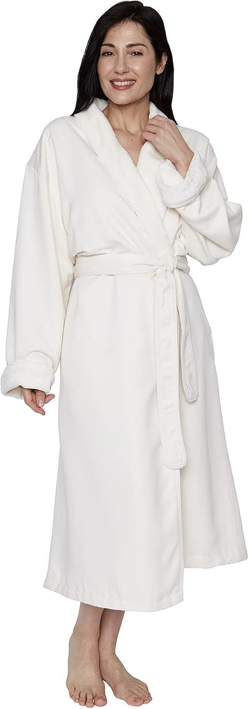 Unisex Spa Microfiber Shimmer Lined Shawl Collar Robe