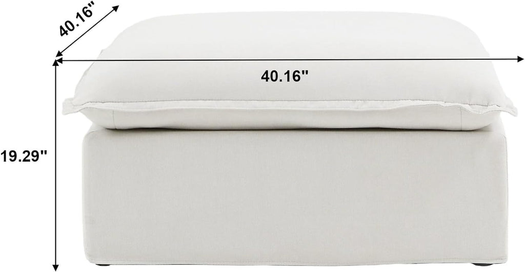Ottoman Module for Living Room, Cushion Covers Removable, Minimalist Comfy Breathable Ottoman Paired with Sofa Couch for Living Room Apartment, Beige