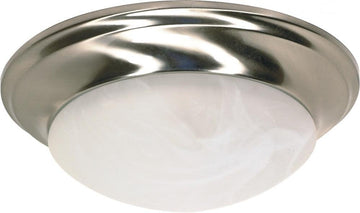45923602832 One Light Flush Mount, 12", Brushed Nickel/Alabaster Glass