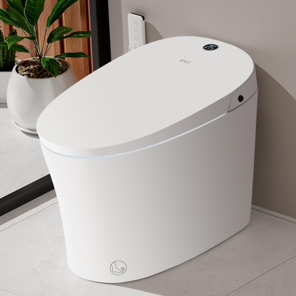 Smart Toilet Bidet with Auto Open Close,Foam Shield,1000G MaP Flush Score,ADA Comfort Chair Height,Blackout