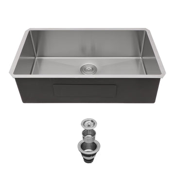 33 Undermount Kitchen Sink - 33x19 inch Undermount Stainless Steel Sink 16 Gauge Single Bowl Under Counter Kitchen