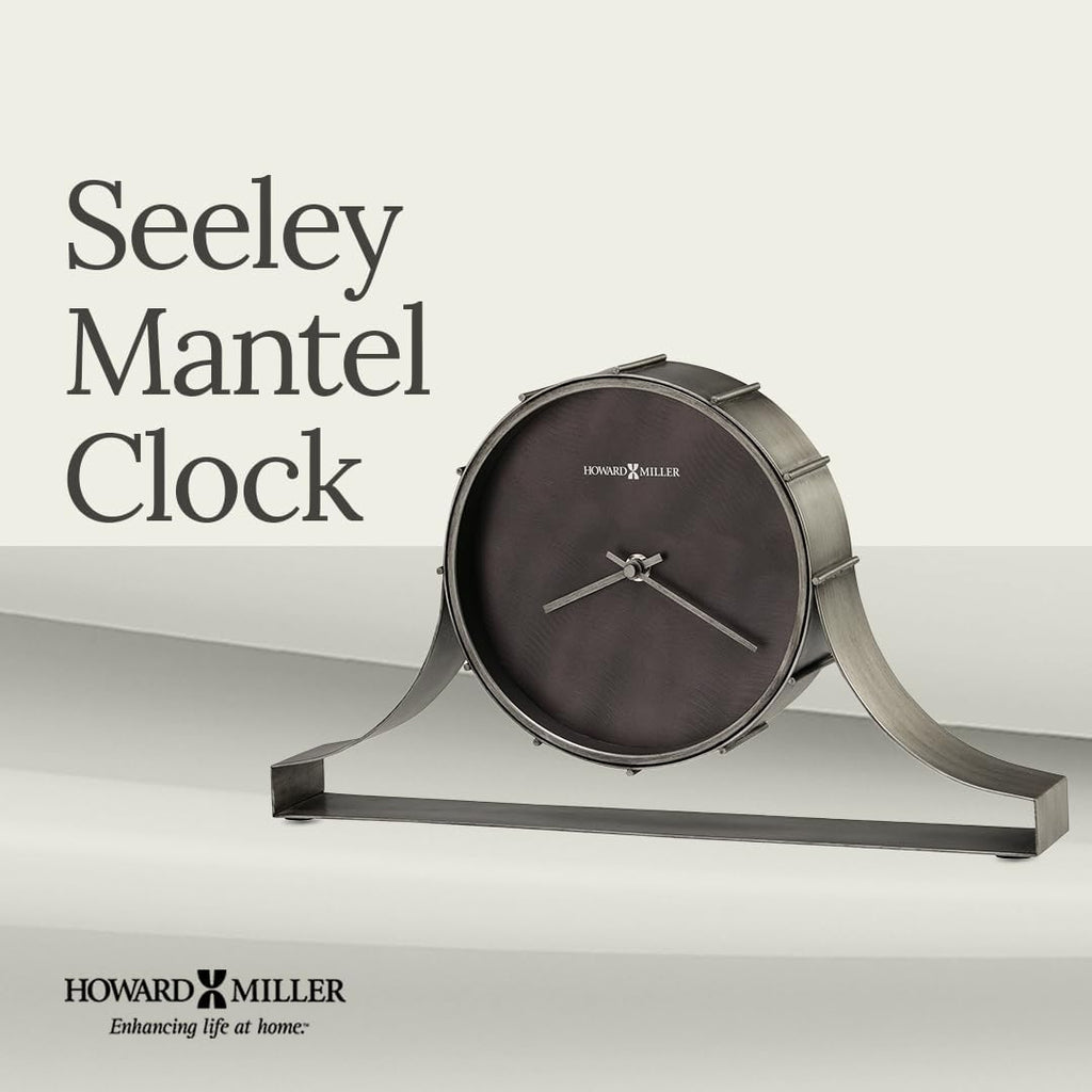 Seeley Mantel Clock - Antique Tabletop Clock with Quartz Movement, Bent Iron Frame, Industrial Style