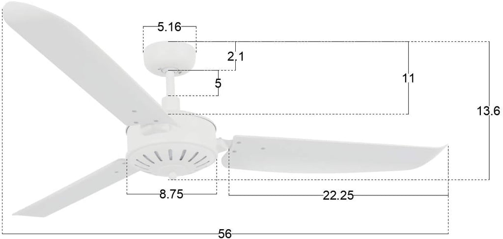 Carolina 56" Outdoor Indoor/Outdoor Ceiling Fan with Remote | Carolina 56" Indoor/Outdoor Antique White Ceiling Fan