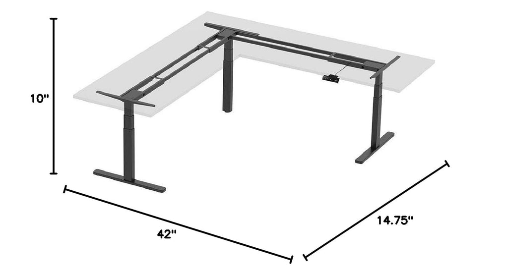 Triple Motor Height Adjustable Sit-Stand Corner Desk Frame - 3 Leg Corner, L Shaped Table Base, Programmable Memory