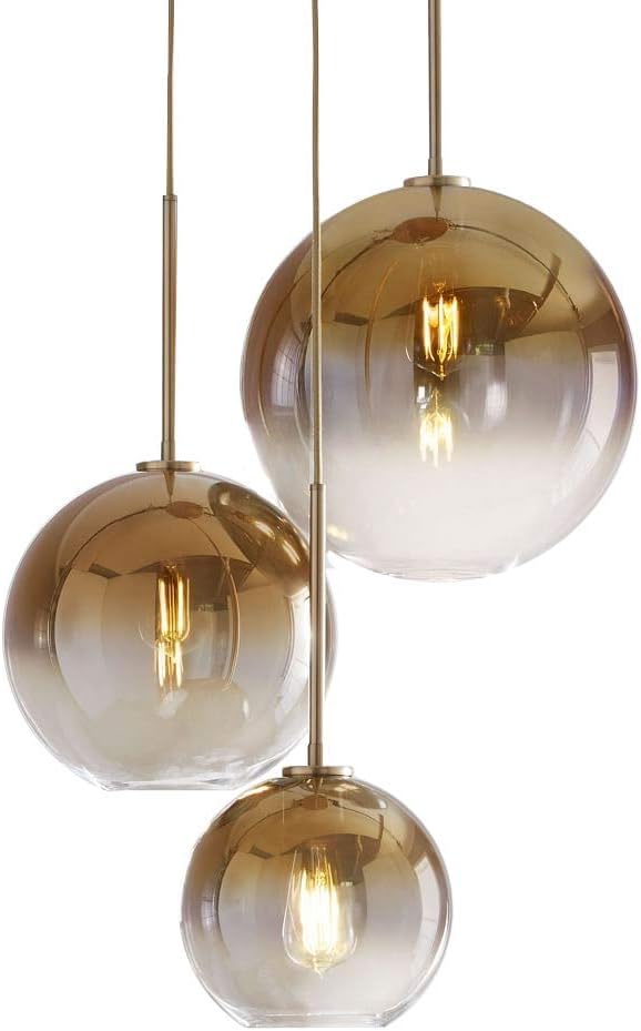 Gradient Color Glass Pendant Light,Modern Glass Hanging Light Chandelier Light (Gold, 20cm)