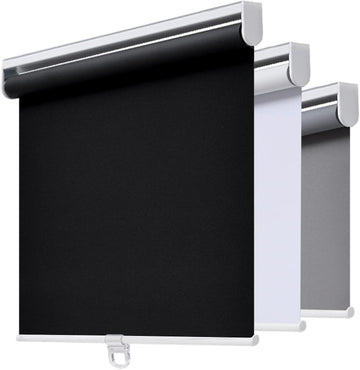 Blackout Cordless Roller Shade Windows, 15"W x 64"H, Black