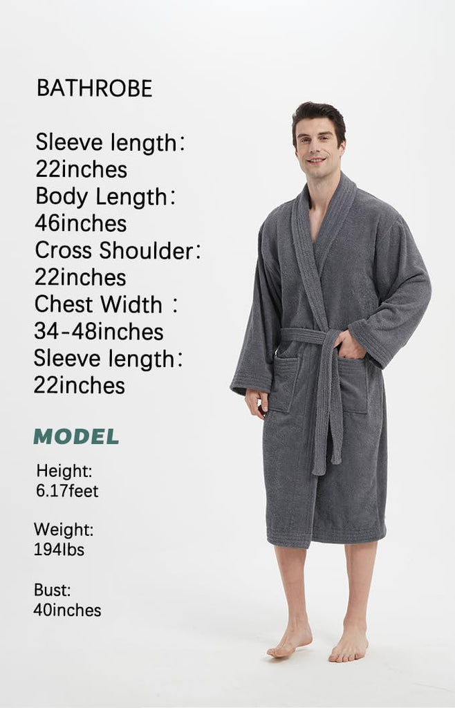 Bathrobe Mens,Premium Thick Terry Cloth Bathrobe,Towel Bath robe Long-Staple Combed Men's Cotton Robe