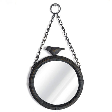 Shabby Chic Small Wall Mirrors Decor Decorative Metal Framed Hanging Round Mirror Vintage Rustic with Sparrow Living