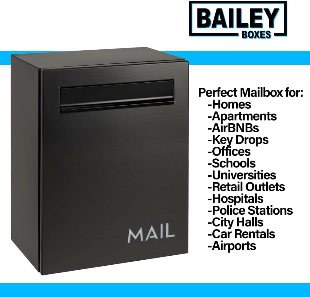 Brick-in Chute Through The Wall Stainless Steel Mailbox - Modern Architectural Locking Design - 8.75" H x 15.75" W