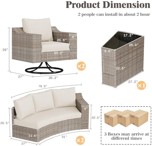 9-Piece Wicker Outdoor Patio Furniture Set - Swivel | All-Weather Resistant for Backyard, Garden & Porch