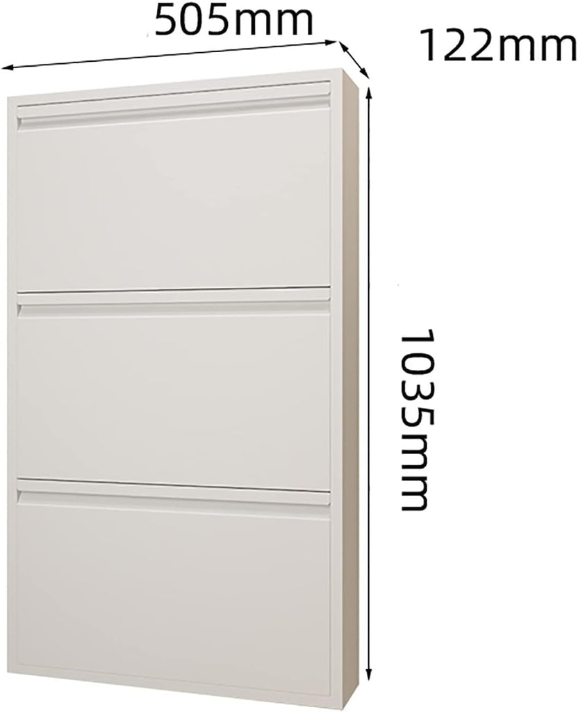 Shoe Organizers Wall-Mounted Shoe Rack 12cm Ultra-Thin Shoe Cabinet, Home Steel Large-Capacity Tumbler Cabinet