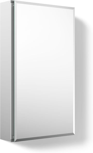 CB-CLC1526FS Frameless Bathroom Mirror Medicine Cabinet, Single Door, Rectangular Beveled Edge Frame, Bathroom