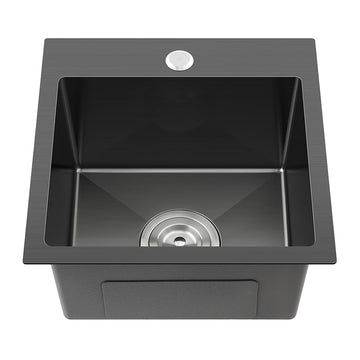 18"x18" Drop in, 304 SS Handmade Black Single Bowl