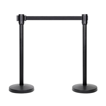 Premium Crowd Control Stanchions with 6.5 ft Retractable Belt, Easy Assembly, Sturdy, Black, Pack of 2