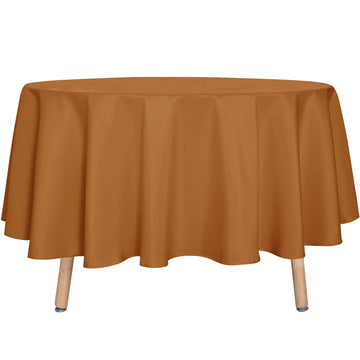 Round Tablecloth 90 Inch Light Brown Fall Table Cloth, Bronze
