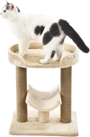 Multi-Platform Cat Tree with Scratching Post for Indoor Cats up to 25lbs, 18 x 14 x 22 Inches, Beige