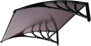 Polycarbonate Window Door Awning Canopy Brown with Black Bracket 38 Inch x 40 Inch