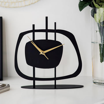 Table Clock Office, Bedside, Kitchen | Silent Running Night Shelf Analog Desk Clock with 8 x 9 inch Size | Decorative