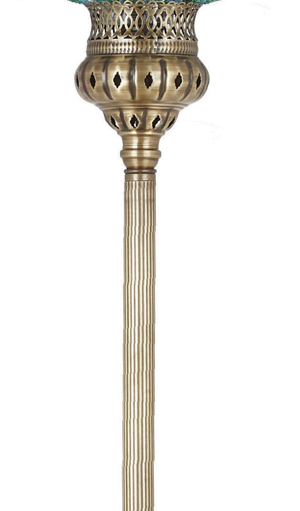 10" Diameter Largest Mosaic Globe Turkish Floor Lamp, Handmade Moroccan Standing Lamp, Antique Brass Finish, 5.5 ft