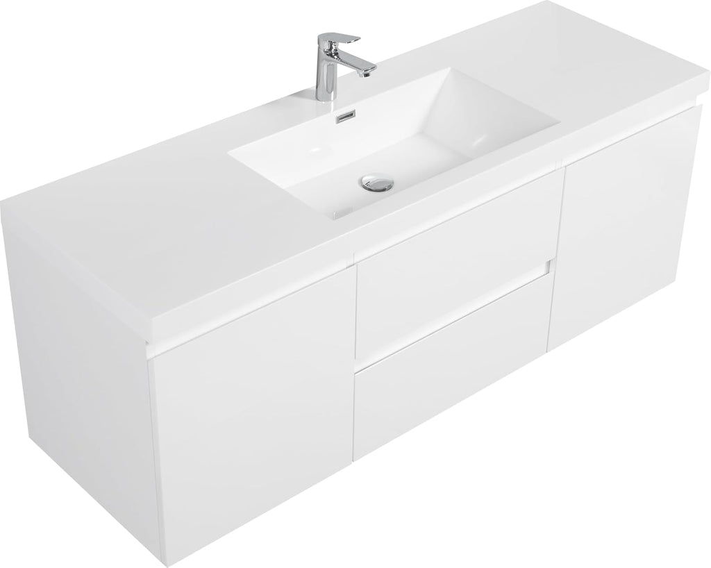 60 Inch Floating Bathroom Vanity with Sink, Large Storage Wall Mounted Floating Vanity with Soft Close Drawers