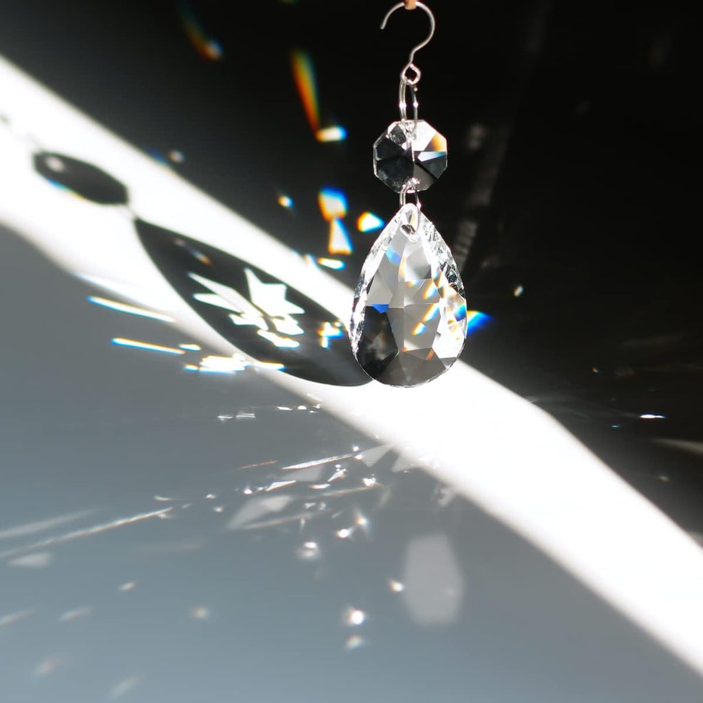 12pcs Crystal Suncatchers, Teardrop Chandelier Prism Clear - Hanging Glass Beads Chandelier Replacement