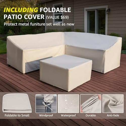 6-Piece Metal Outdoor Patio Furniture Set for Patio, Garden & Porch