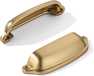 10 Pack Champagne Bronze Cup Pulls 3 Inch Center to Center - Cabinet & Drawer Handles Hardware