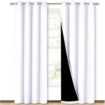 White 100% Blackout Curtains 84 inch Long 2 Pieces