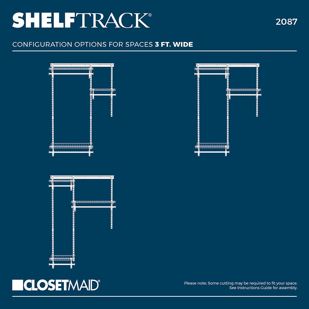 ShelfTrack Wire Closet Organizer System, Adjustable from 2 to 4 Ft., With Shelves, Clothes Rods, Hardware, Durable