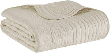 Luxe Quilted Throw Blanket - Damask Stitching Design, Cotton Filled Spread, Ultra Soft, Cozy Bedding, Sofa, Bed