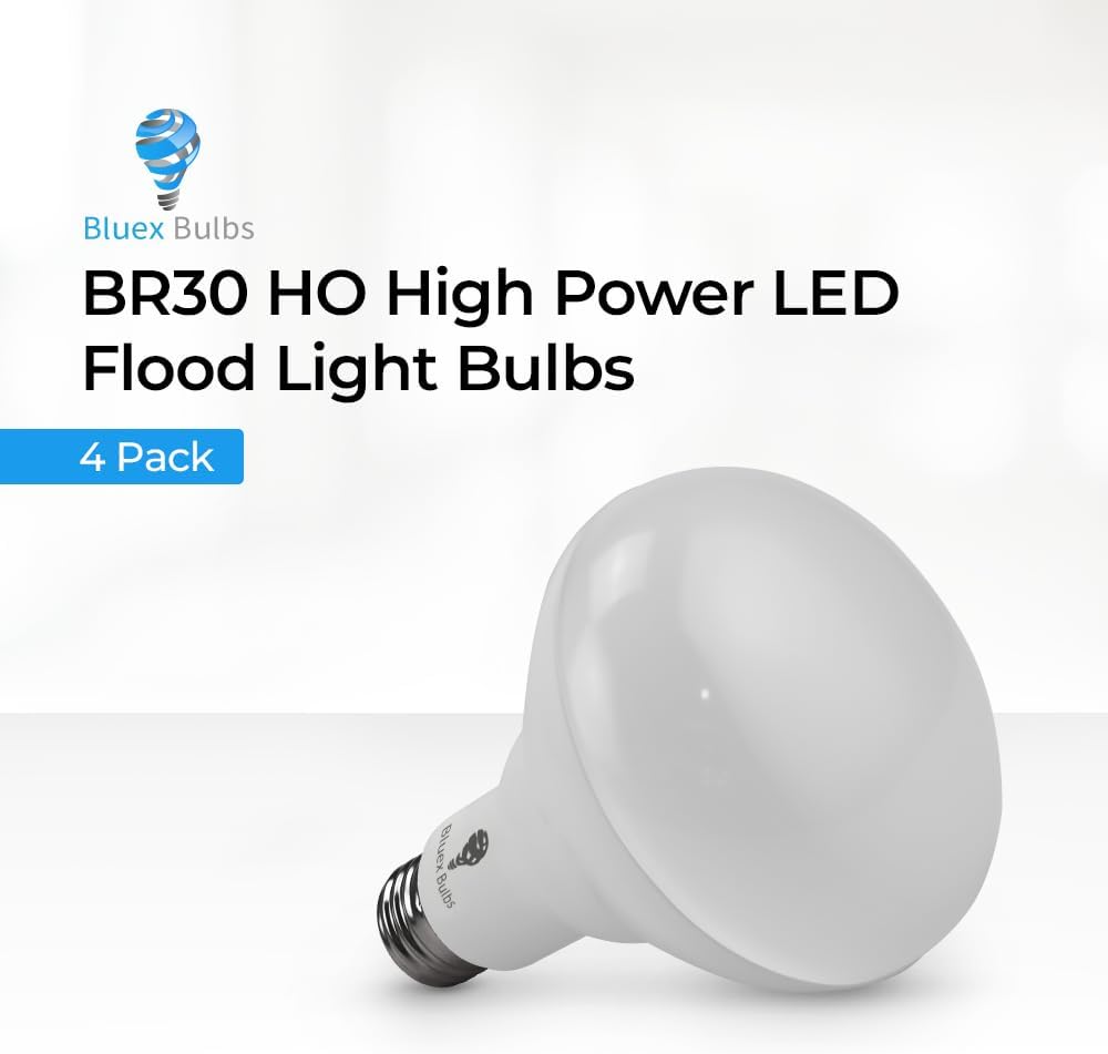 4 Pack 16W BR30 HO High Power LED Indoor Flood Light Bulbs - White Dimmable 1600 Lumens E26 120W Equivalent Base