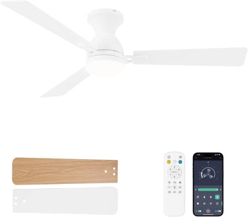 Ceiling Fans with Lights and Remote, 52 Inch Ceiling Fan with Light, Low Profile Reversible Ceiling Fans