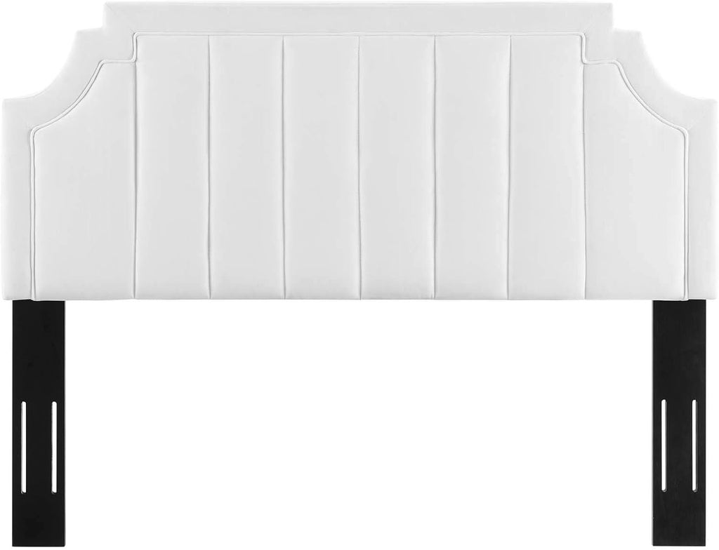 Channel Tufted Performance Velvet Full/Queen Headboard in White