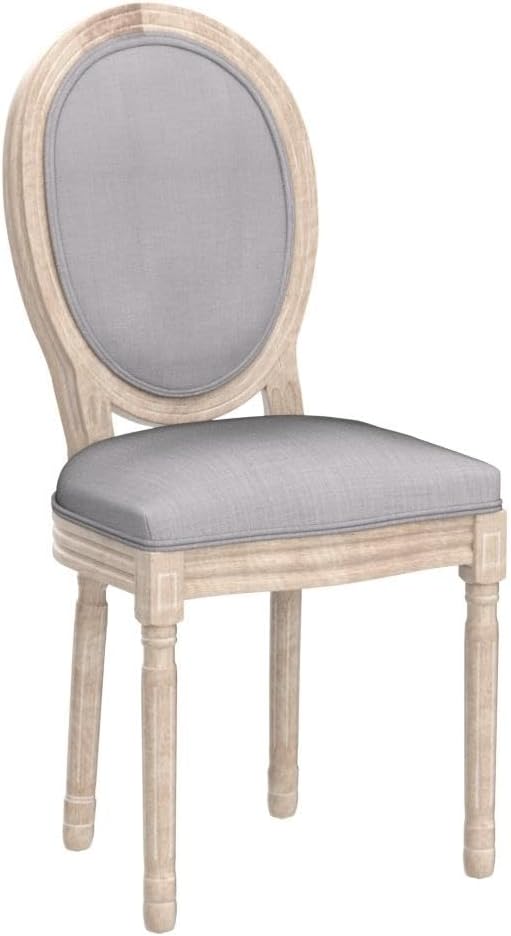 French Farmhouse Dining Chairs Set of 2, Upholstered Tufted Fabric Chairs with Solid Wood Frame, Mid-Century Style Dining Chairs for Dining Room or Kitchen