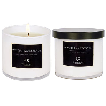 Vanilla & Coconut Scented Candle Sets Luxury Soy Jar Candle 7.1oz|45 Hour Long Lasting Burn Highly Scented Valentines