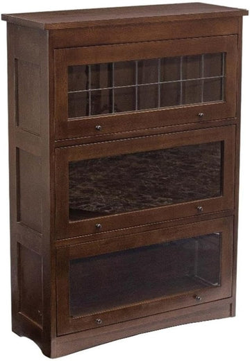 Mission Craftsman Style Oak Barrister Bookcase - 3 Stack - Walnut