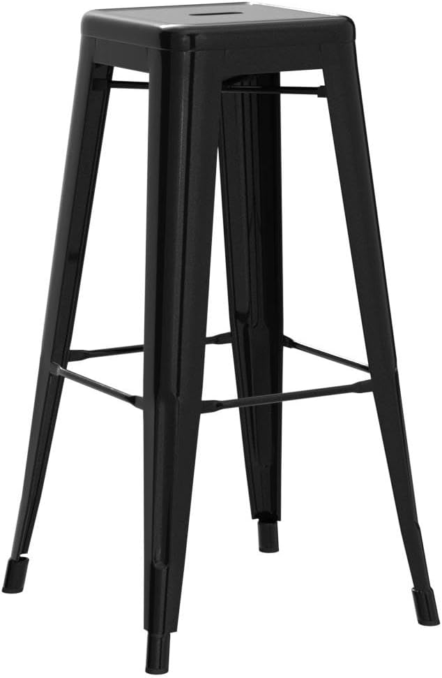 30 Inch Metal Bar Stools Set of 4, Bar Height Backless Bartools, Industrial Stackable Bar Chairs