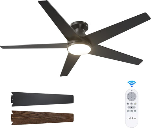 Ceiling Fans with Lights, 52 inch Low Profile Ceiling Fan with Light and Remote Control, Flush Mount, Reversible, 3CCT, Dimmable, Noiseless, Black Ceiling Fan for Bedroom, Indoor/Outdoor Use A103-B0CLNJNKMW