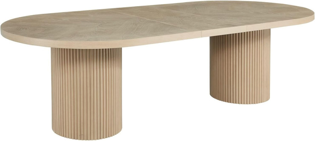 Dobby 90"-123" Extendable Oval Wooden Mid Century Modern Dining Table with Double Pedestal Base, Oval Dining Table