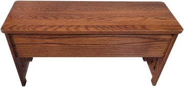 Wooden Storage Bench with Lid, Mission Style, Solid Oak Wood with Slats and Anti-Slam Hinges, 60'', Cherry Stain