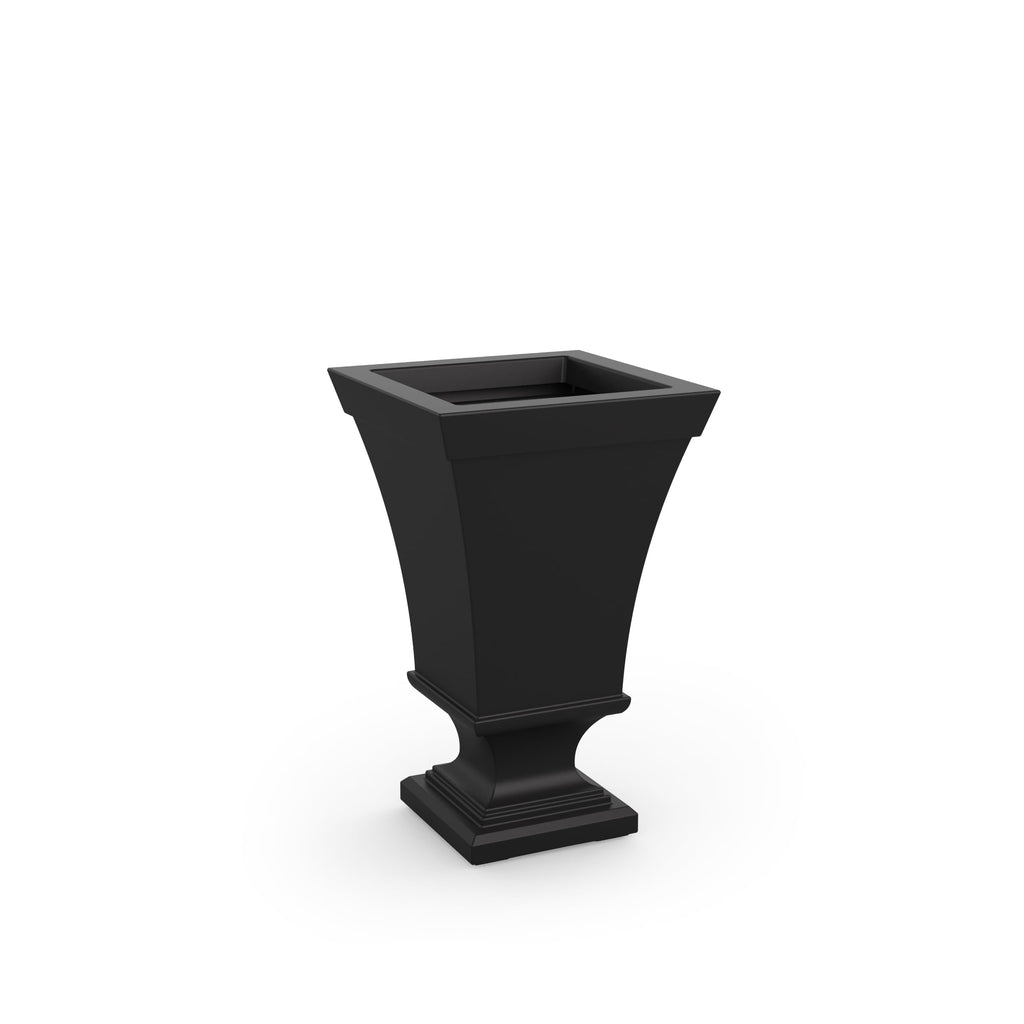 Vienna 25in Self-Watering Tall Square Urn Planter, Black