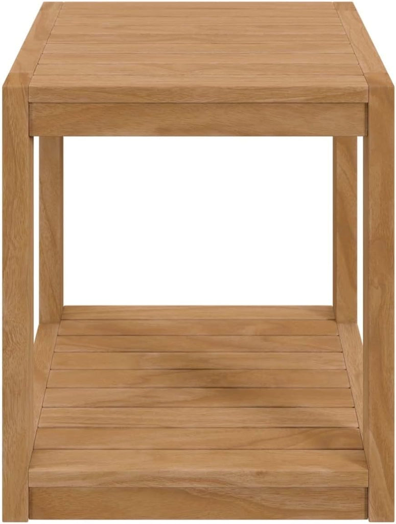 Carlsbad Teak Wood Outdoor Patio Side Table in Natural