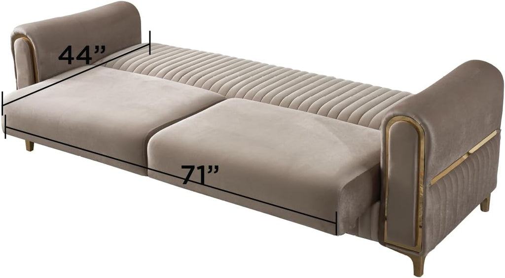 Melody Modern Contemporary Velvet Upholstered 2PC(Sofa + Loveseat) Sleeper Convertible Made with Wood and Iron in