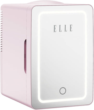 6L Mini Cooler Fridge with LED Makeup Mirror for Skincare & Cosmetic Storage Cooler & Warmer Removable Shelf Carrying