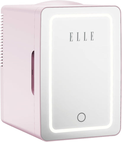 6L Mini Cooler Fridge with LED Makeup Mirror for Skincare & Cosmetic Storage Cooler & Warmer Removable Shelf Carrying